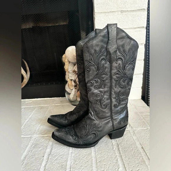 Circle G Western Women's Boots, Filigree Grey Size 7 - Picture 2 of 8